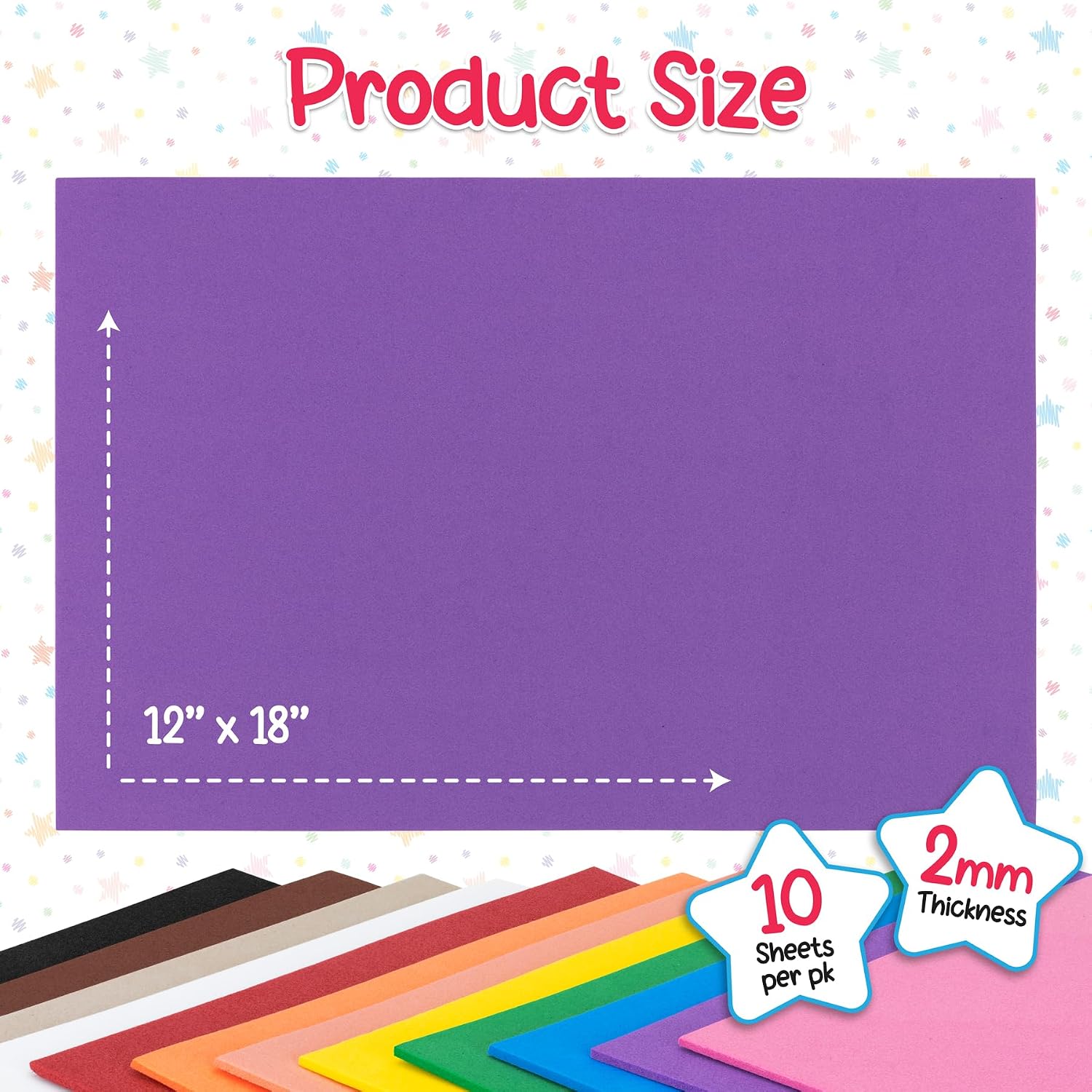 Hygloss Sheets Colorful Foam for DIY Arts & Craft, 12” x 18”, Purple, 10 Piece