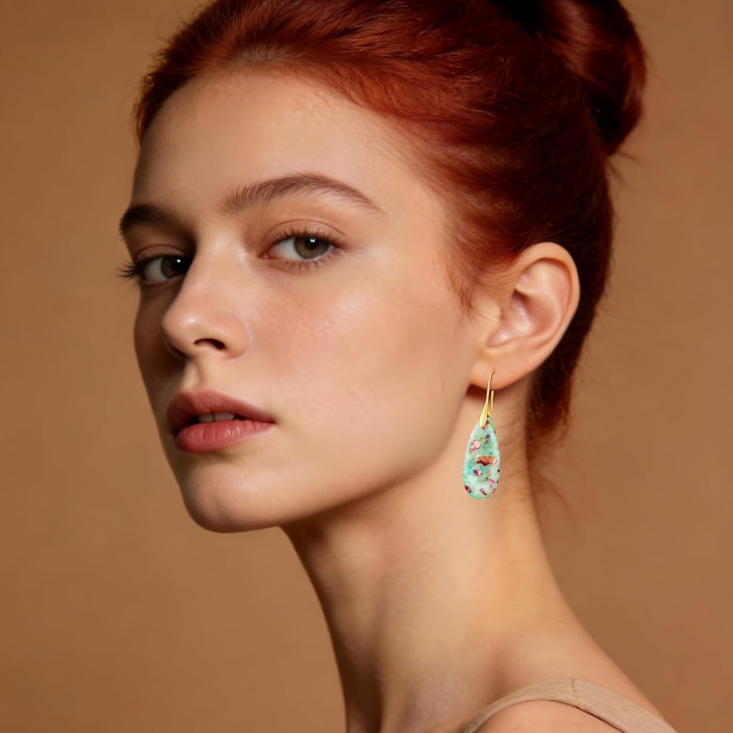 Natural Stone Earrings For Women Fishhoop Dangle Drop Earrings Gold Silver Hoop Statement Earring Birthday Gifts For Women - Image 6