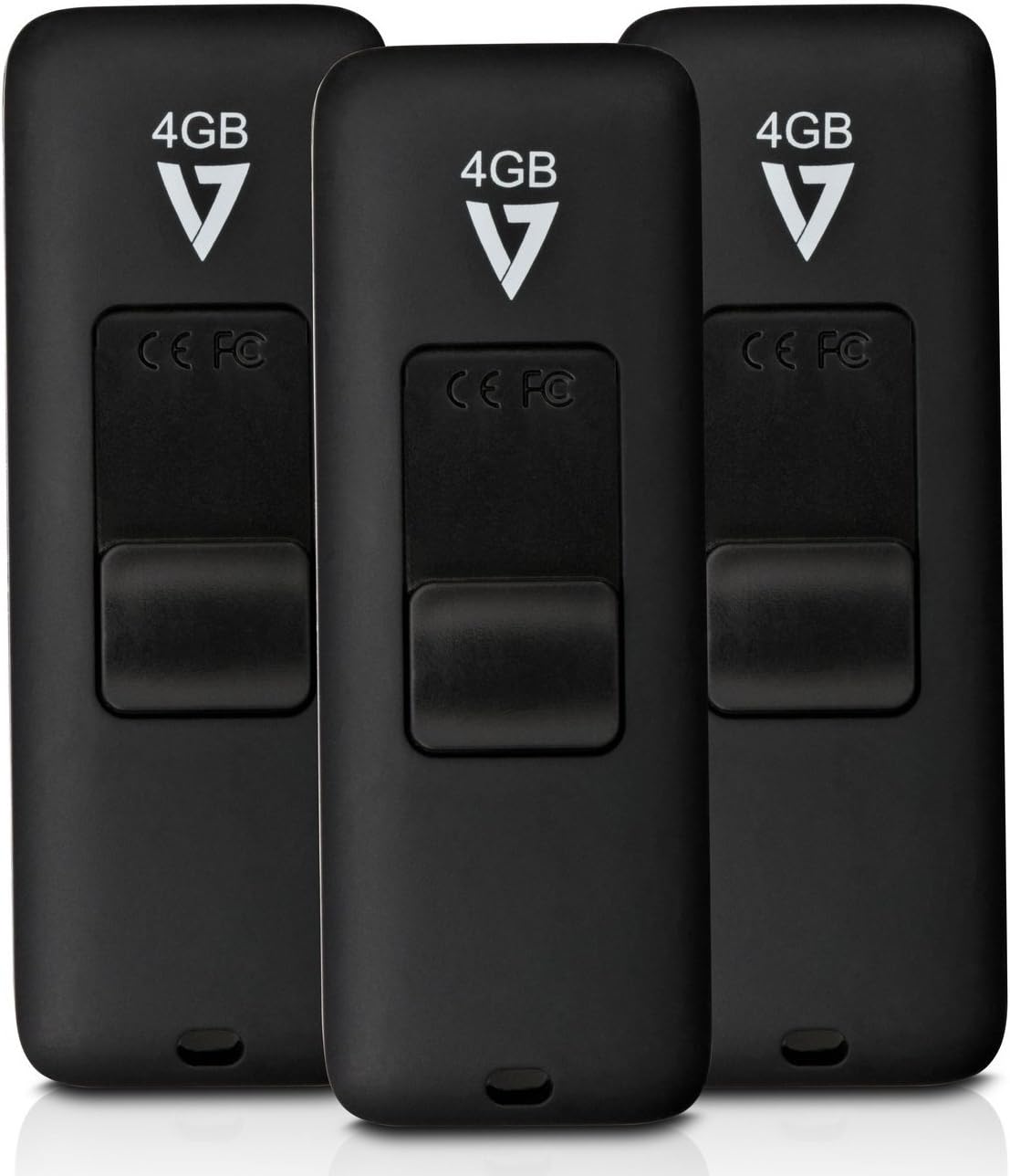 V7 VF24GAR3PK3N 3 Pack Combo 4GB Flash Drive USB 2.0 with Retractable Connector