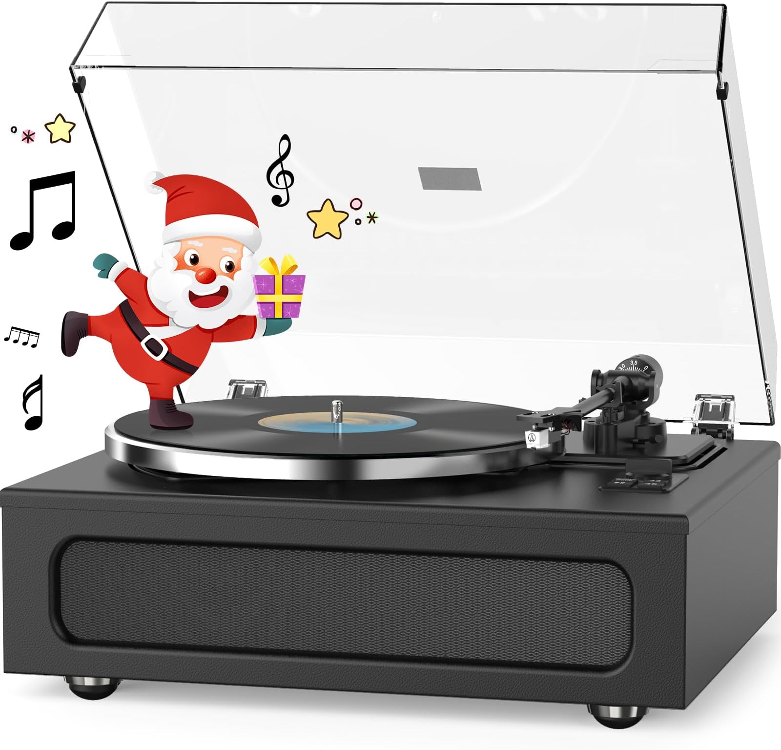 - Vinyl Record Player All-in-1 LP Turntable Built-in Four Speakers HiFi Belt Drive System with Phono Preamp ATN-3600L MM Cartridge BT Wireless Aux-in RCA Line Out Auto Off Black Classic Edition