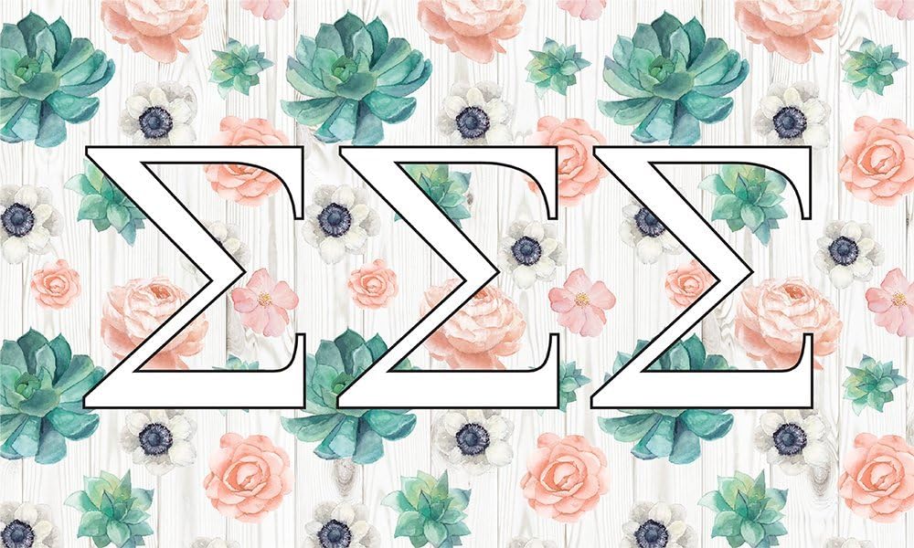 Sigma Sigma Sigma - Sorority Letter Flag (Succulent Design)