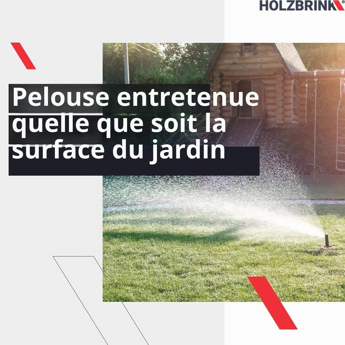 HOLZBRINK Kit de démarrage pour l’Irrigation du Gazon, système d’arrosage enterré de la pelouse : 50 m Tuyau LDPE 25 mm, 5X Arroseur Automatique Pop-up, HTB-11-5-50