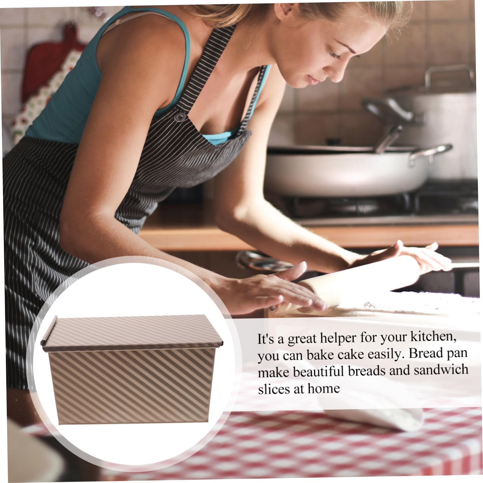 UPKOCH Teglia Per Pane Acciaio Carbonio Con Coperchio Stampo Antiaderente Per Toast e Pane Fatti Casa Utensile Da Cucina Pratico Per Panetteria e Ristorazione