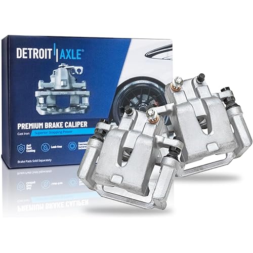 Detroit Axle - Pair Rear Brake Calipers w/Brackets Replacement for Dodge Charger Challenger Magnum Chrysler 300