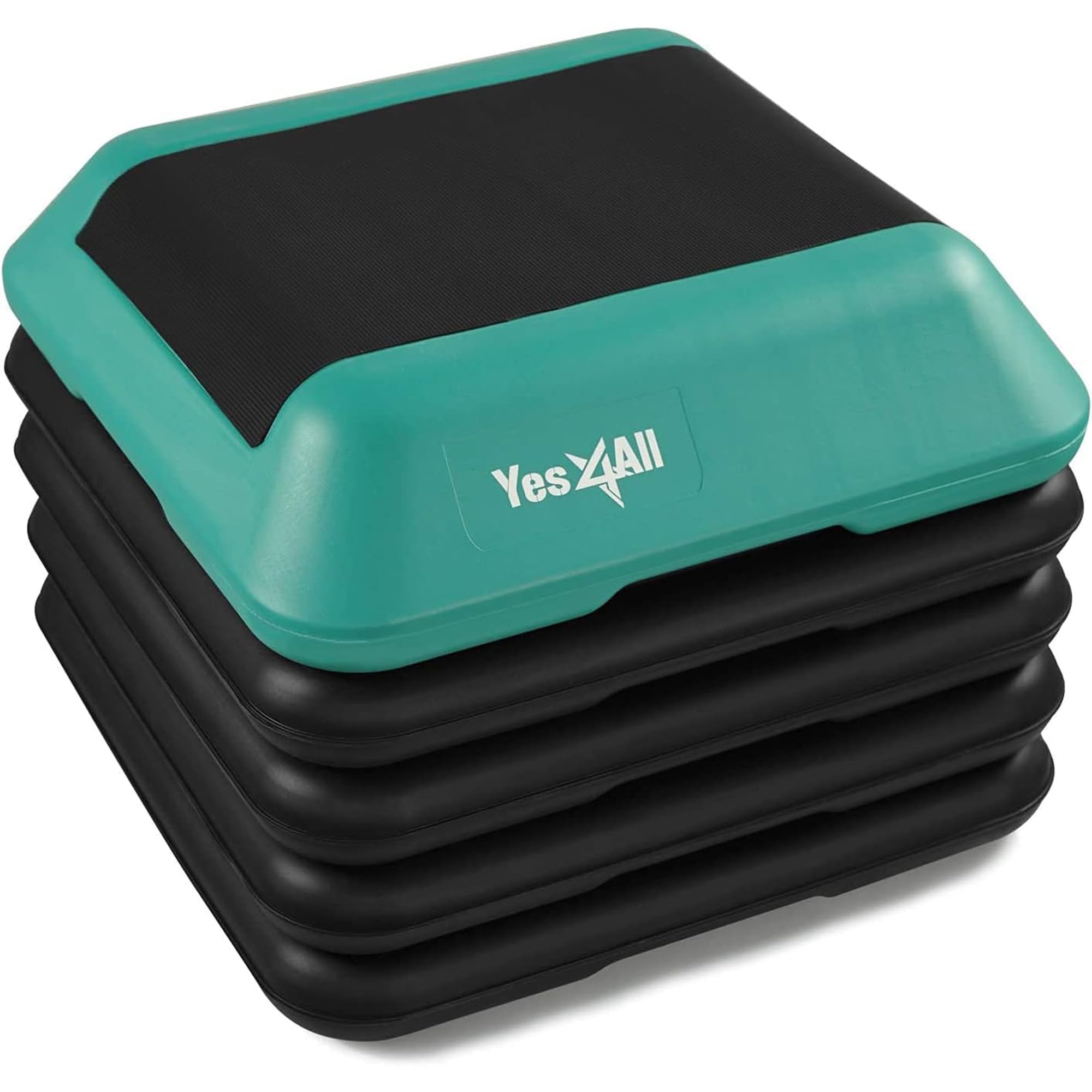 Yes4All Piattaforma aerobica regolabile da 40,6 x 40,6 cm con 4 rialzi e 4 alzate, regolabile in altezza da 10,2 a 15,2 cm - 20,4 cm - 25,4 cm - 30,5 cm, piattaforma aerobica per palestra a casa e
