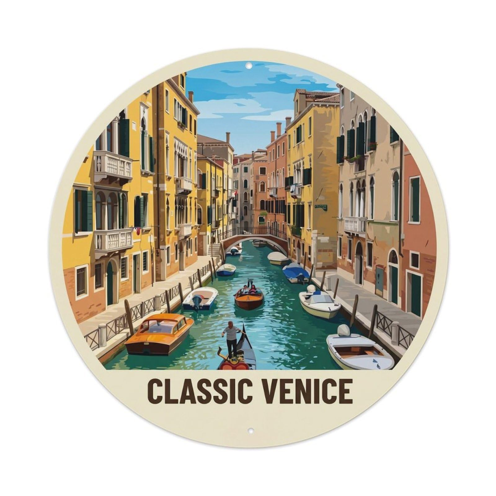 Tgrcjimh Style. Vintage Travel Italy Waterway Wanderlust Metal Tin Sign