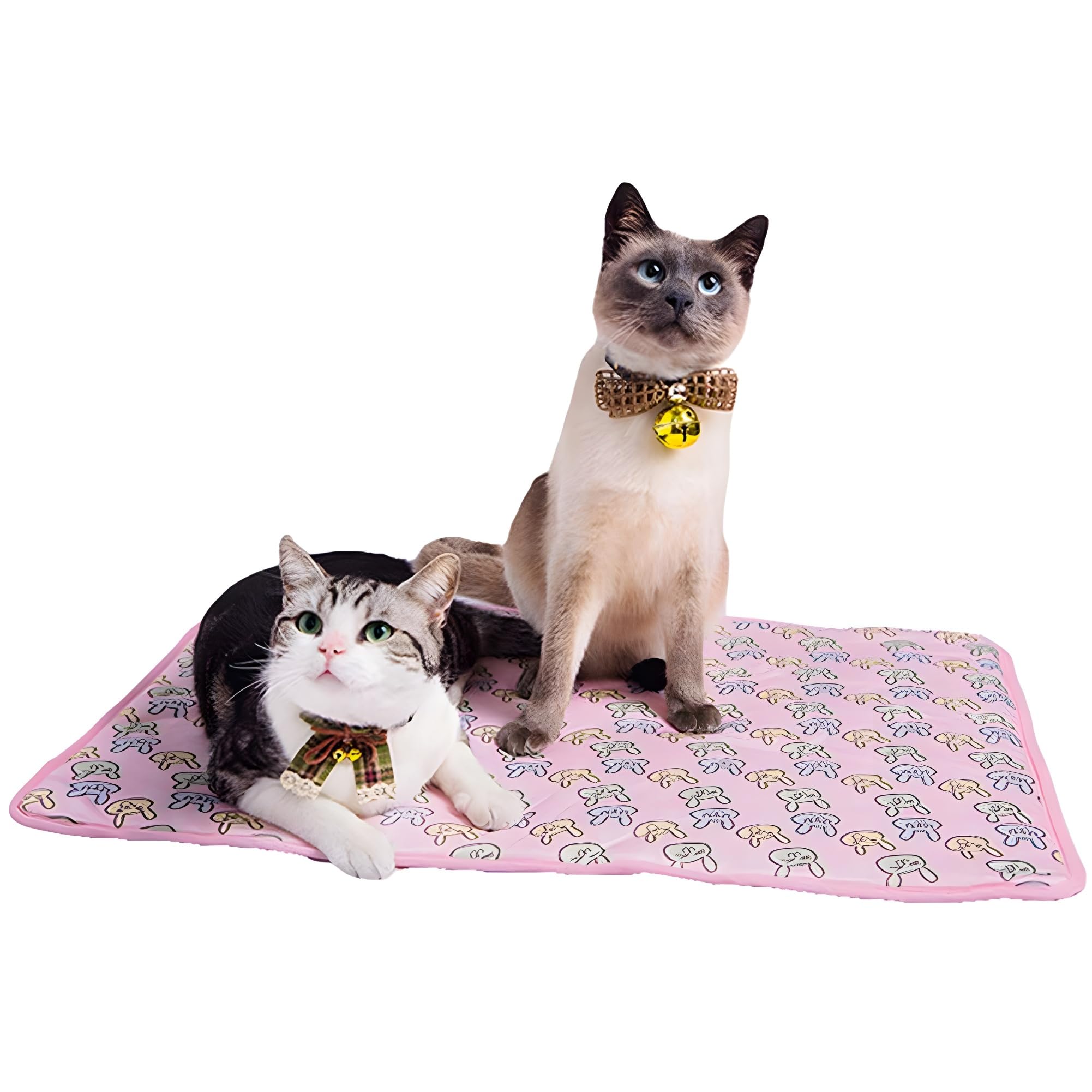 DELIFUR Dog Cooling Mat - Pet Cooling Mat Outdoor for Dogs Self Cooling Pad for Small Medium Dog Machine Washable (Large:37 x 26.4 inches, Pink Bunny)