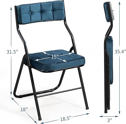 Miniatura 3 de HOMEFUN Juego de 4 sillas plegables acolchadas, sillas de comedor plegables con cojín, silla adicional plegable portátil y montada para invitados,