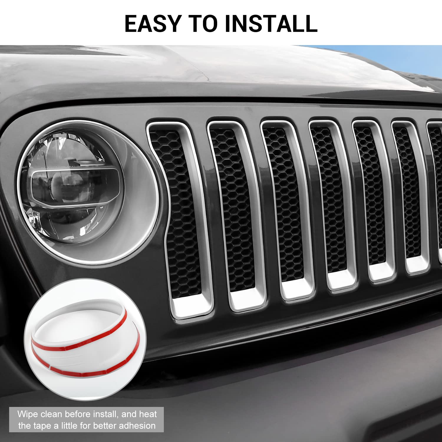 Amazon.co.jp: グリルインサート&ヘッドライトカバー 2018-2022 Jeep