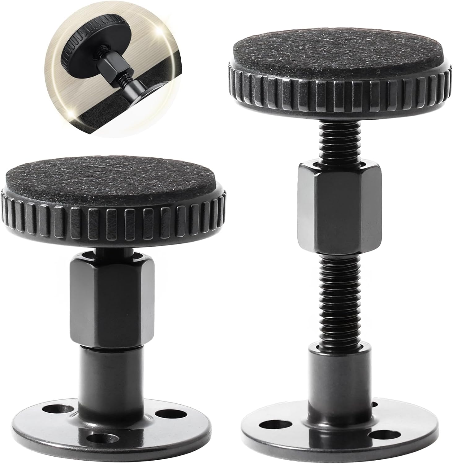 4 Pcs Adjustable Threaded Bed Frame, Anti-Shake Headboard Stoppers Bedside Anti Shake Tool with Anti-Creak Pads, Anti Shake Tool for Beds Cabinets Sofas(1.1-2.5 in)