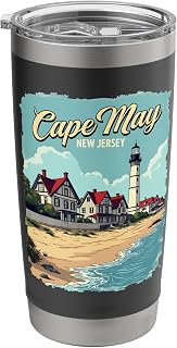 Scenic Cape May New Jersey Beach Lighthouse Stainless Steel Insulated Tumbler