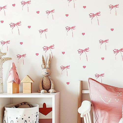 Miniatura 10 de 12 hojas de calcomanías de pared con diseño de margaritas, calcomanías de corazón rosa para decoración de habitaciones, papel tapiz de flores