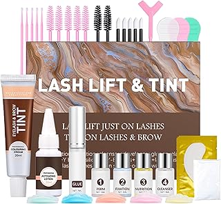 Kit de levantamiento de pestañas, kit permanente de pestañas, juego de extensión de pestañas para rizar pestañas, semipermanente, para uso doméstico, color marrón