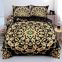 Vista 37 de Juego de funda de edredón de mármol azul real, tamaño Queen, fundas de edredón de lentejuelas doradas con 2 fundas de almohada, transpirable