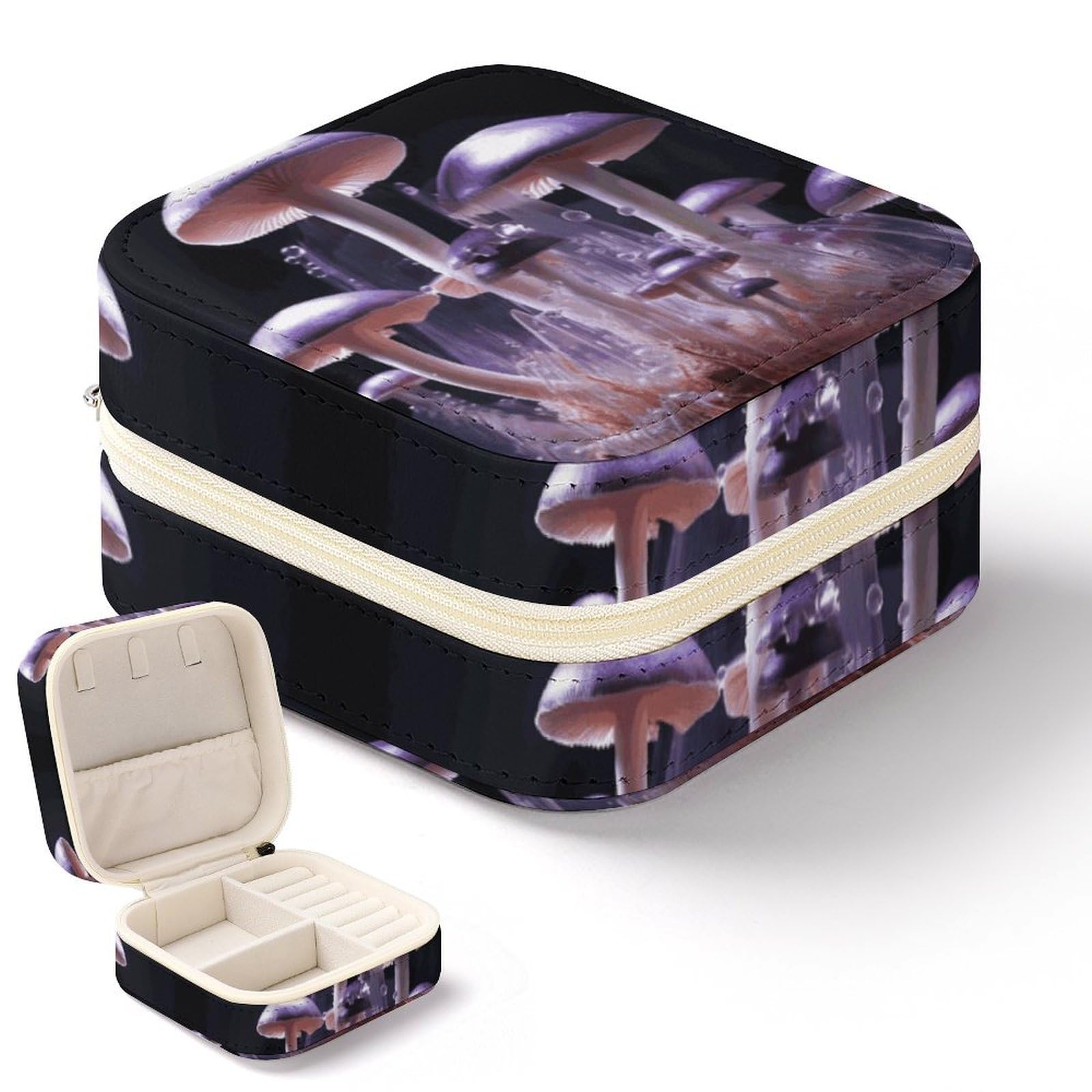 Boîte de rangement portable pour boucles d'oreilles et bagues en cuir