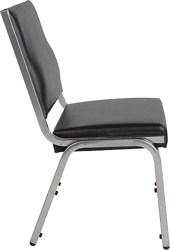Miniatura 6 de BizChair Silla de recepción médica bariátrica de vinilo antimicrobiano negro clasificado de 1000 lb