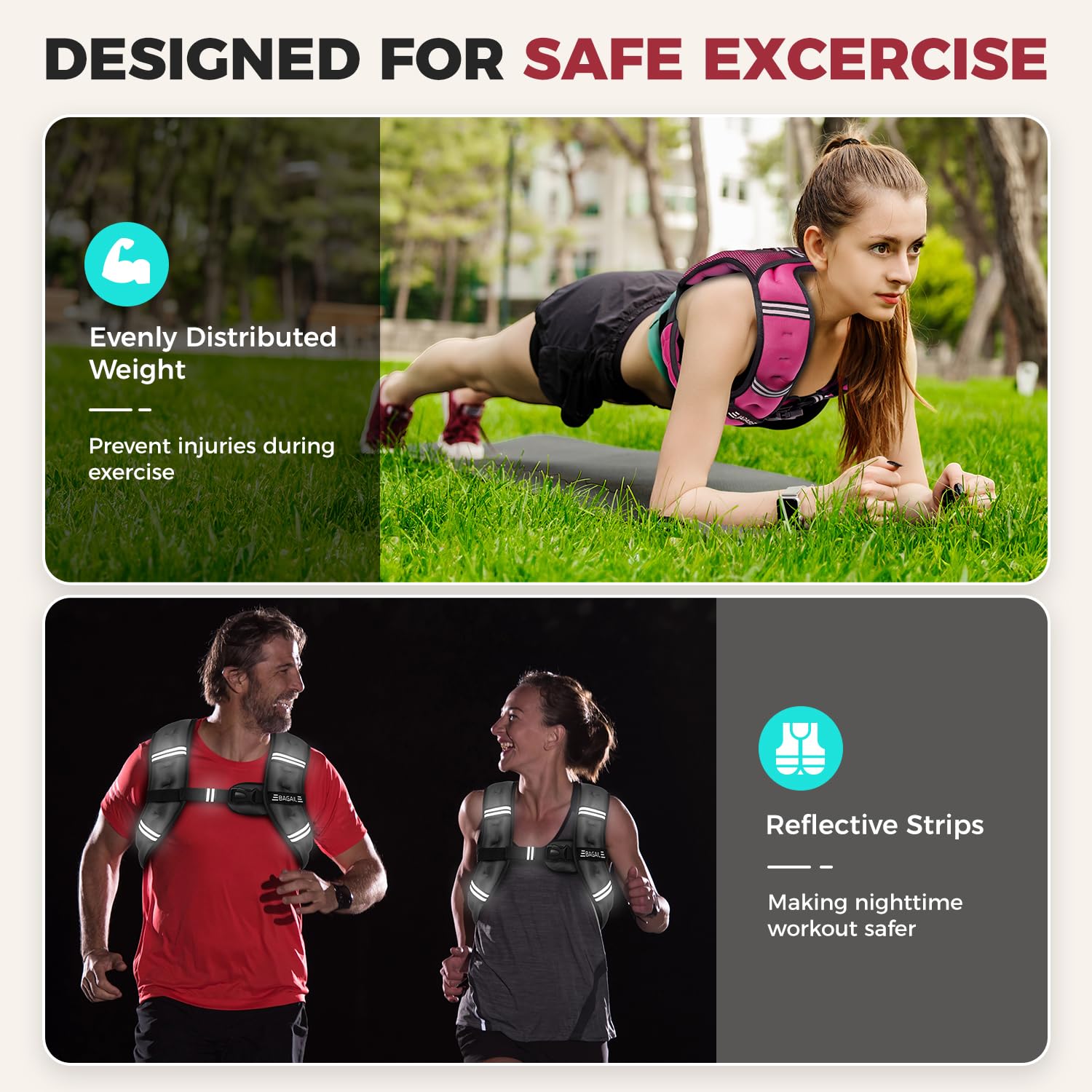 Bagail Gilet Appesantito Per l'Allenamento Della Forza, Misura Del Busto Regolabile, Comoda Tasca, Gilet Appesantito Con Sabbia di Ferro, Ideale per la palestra, lo yoga e l'aerobica