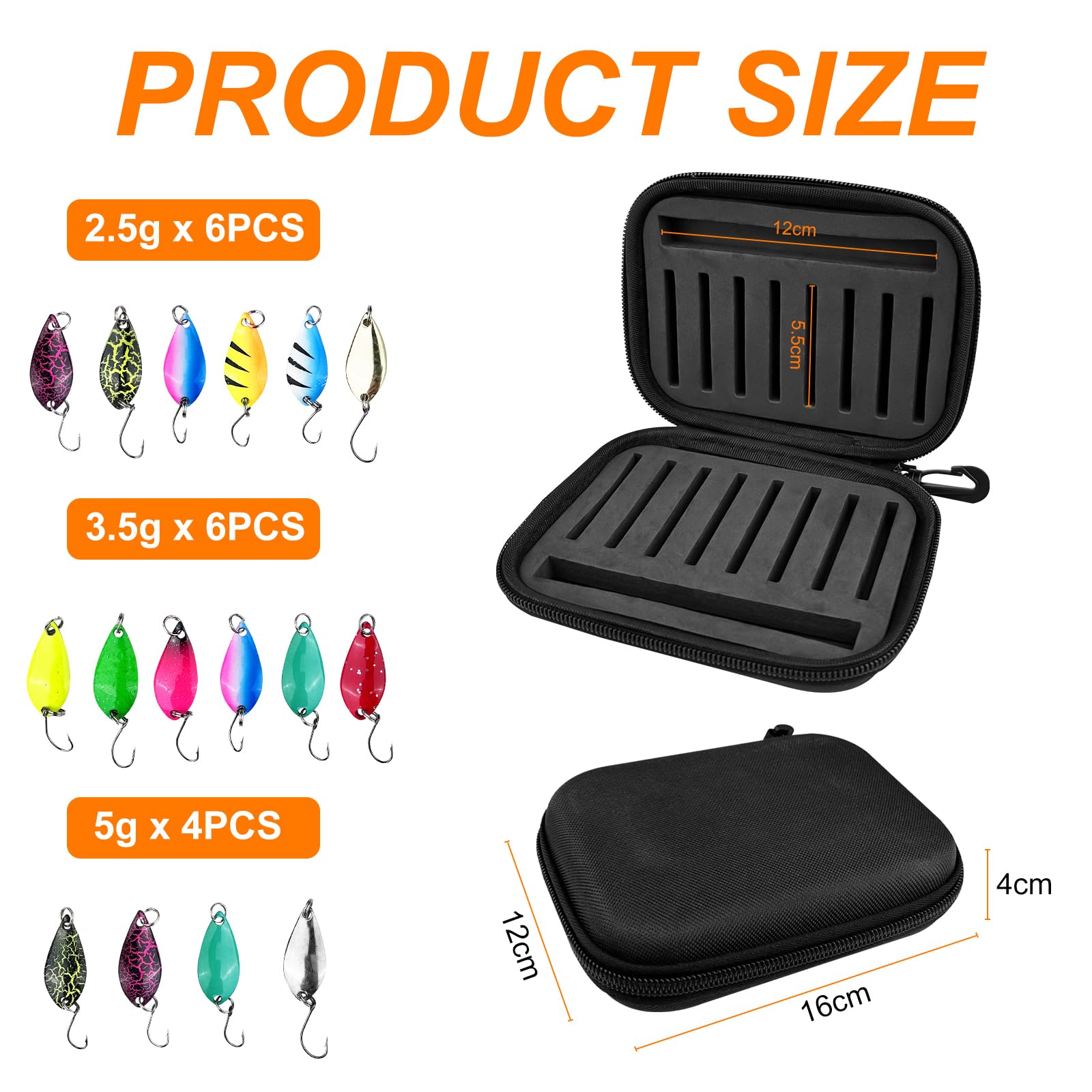 16 Pezzi Esche Artificiali Spinning, Pesca Accessori, Spoon Trout Area, Cucchiaini Pesca, Cucchiai Esca Con Scatola, per Pesce Persico, Luccioperca, Trota in Acqua Dolce e Salata, Multicolore