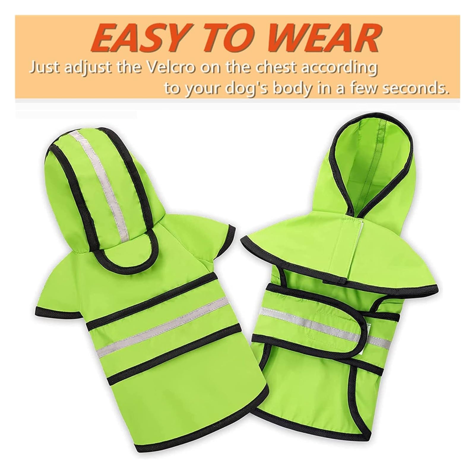 Manteau de pluie imperméable pour chien avec capuche et trou pour laisse, veste réfléchissante et réglable pour chiens de petite, moyenne et grande taille (vert, taille XXL)