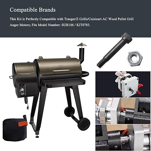Miniatura 5 de Juego de 2 tuercas y pernos de repuesto para eje de motor de barrena 74072, apto para Traeger, Pit Boss, Z-Grills, Rec Tec y la mayoría de las