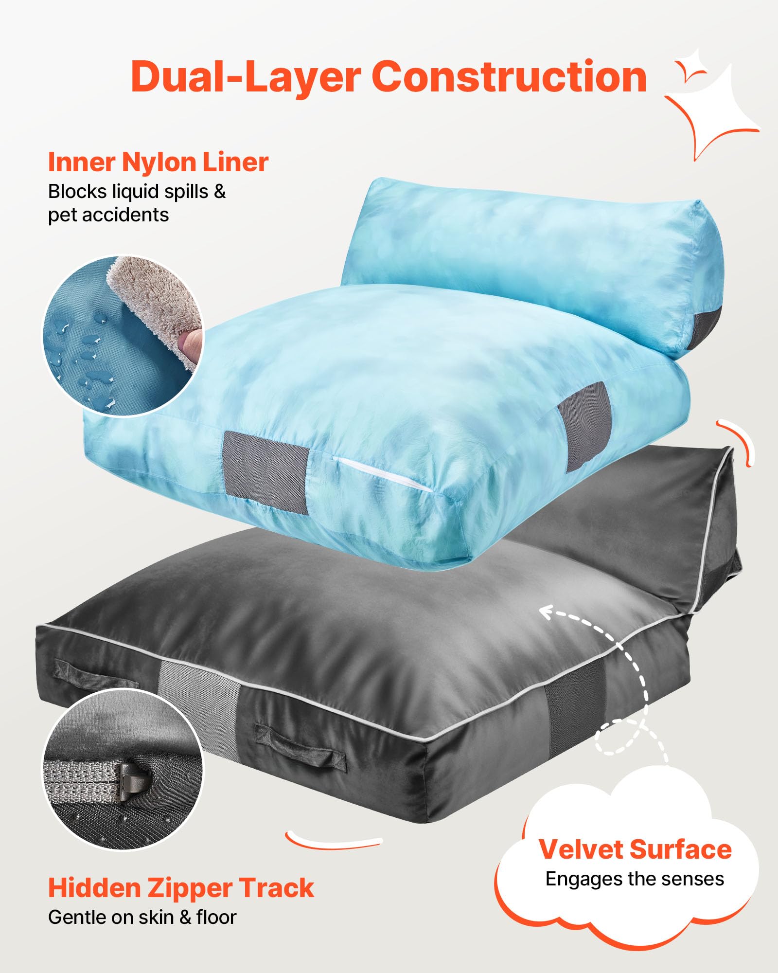VEVOR Crashpad 150 x 137 cm, Kindermatte mit Schaumstoffblöcken & Waschbarem Bezug, Weiche Schaumstoff-Landezone, Riesenkissenmatte, Ausstattung für Sinnesräume zum Springen Entspannen Spielen