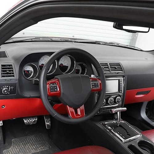 Miniatura 7 de Linskip Moldura para volante compatible con Dodge ChallengerChargerDurangoDart 2009-2014 y Journey 2013-2022, funda para volante Challenger,
