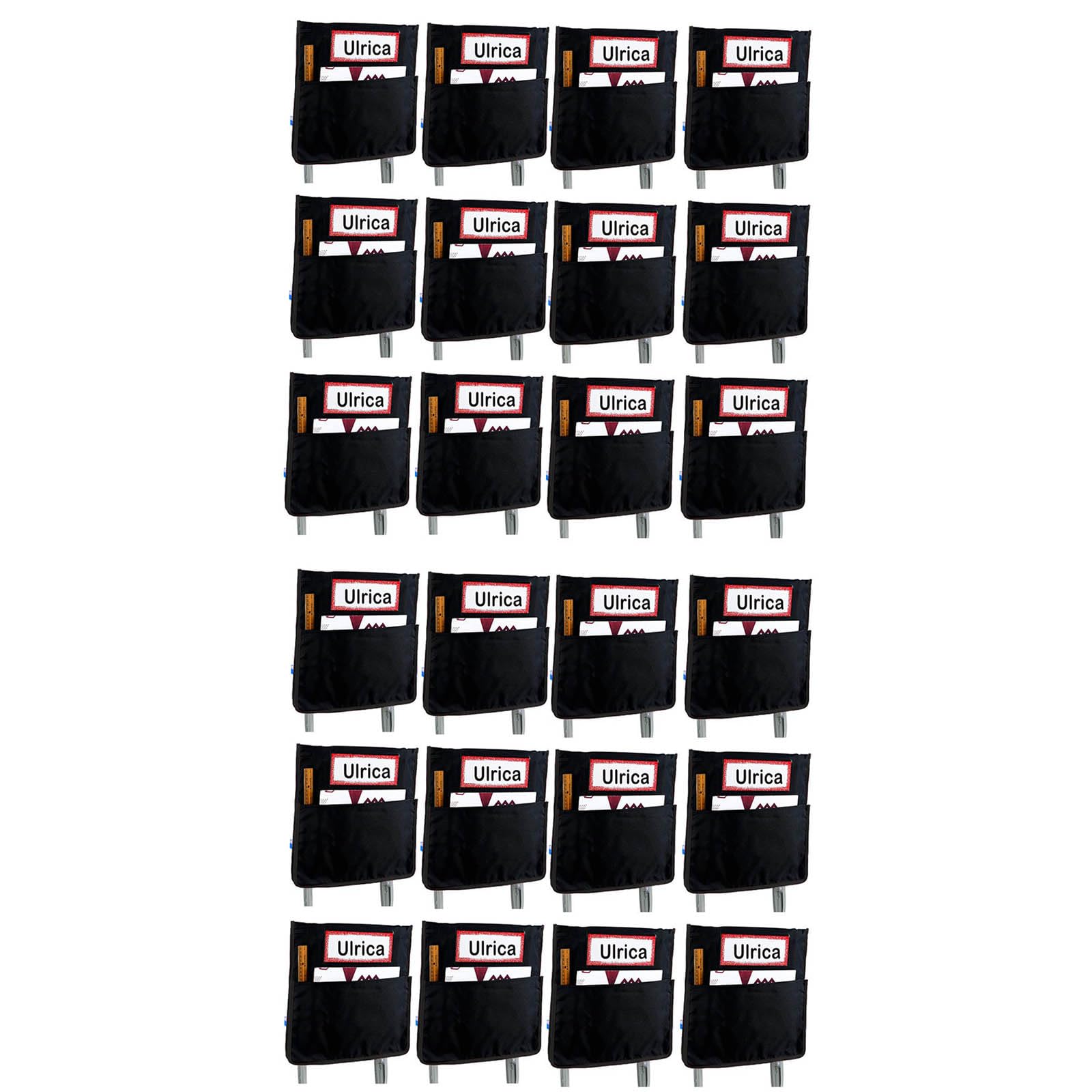 24 Stück übergroße Aufbewahrungsbeutel für Stuhlrücken, schwarzes Polyestergewebe, Aufbewahrungstaschen für Schreibtischzubehör, Schulbedarf, Schnellmontage, Polyesterstuhl-Aufbewahrungstasche
