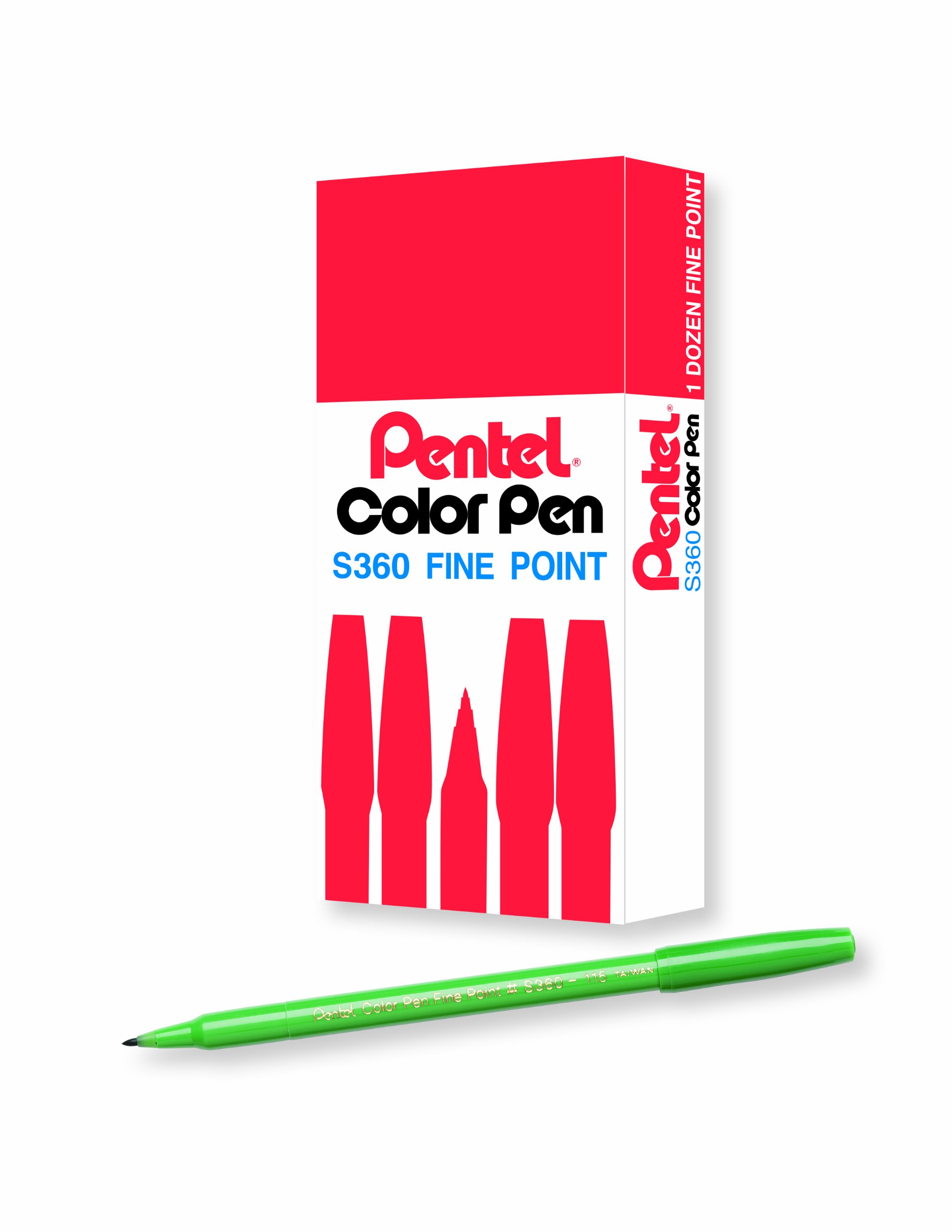 Pentel Arts Color Pen, Olive Green, Box of 12 (S360-115)
