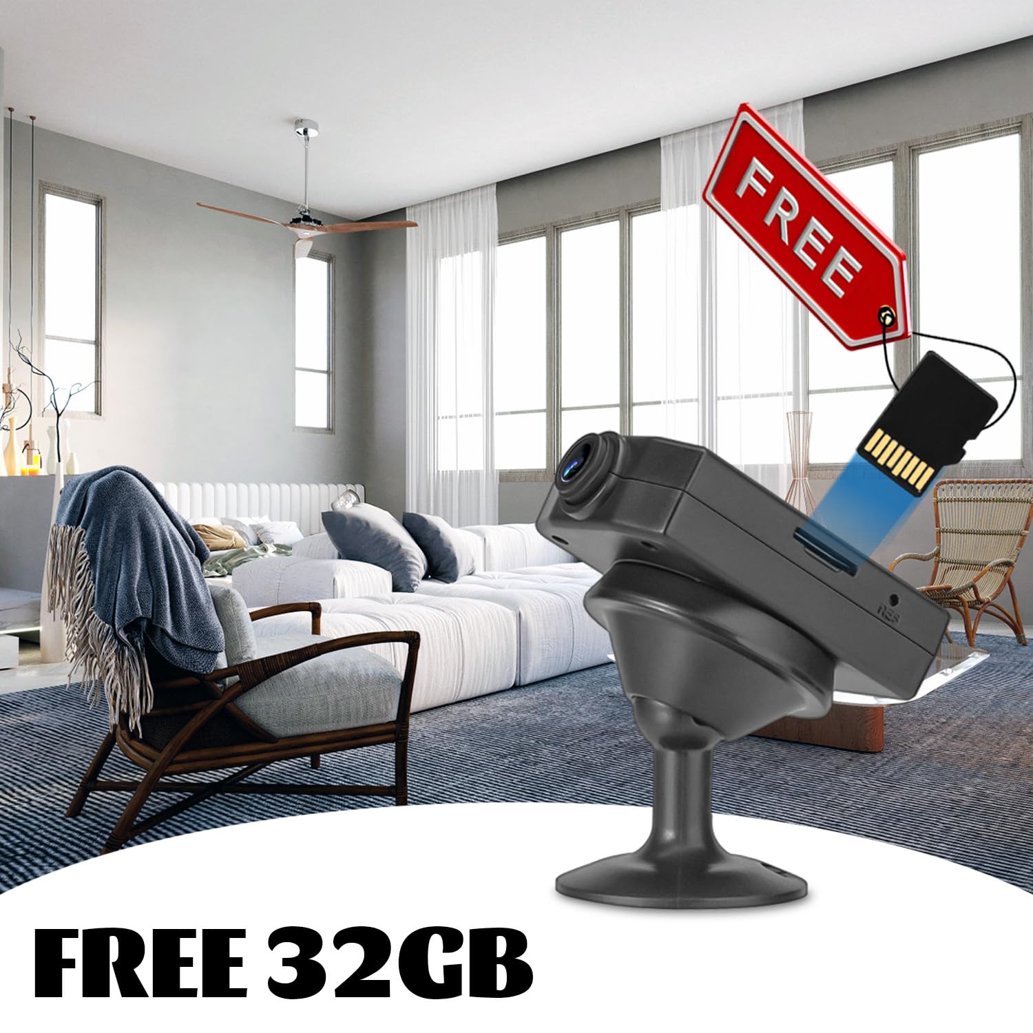Mini Telecamera Spia, Telecamera Nascosta 1080P con Monitoraggio del Movimento, Registrazione Video e Audio, Batteria a Lunga Durata da 3 ore, Niente WiFi