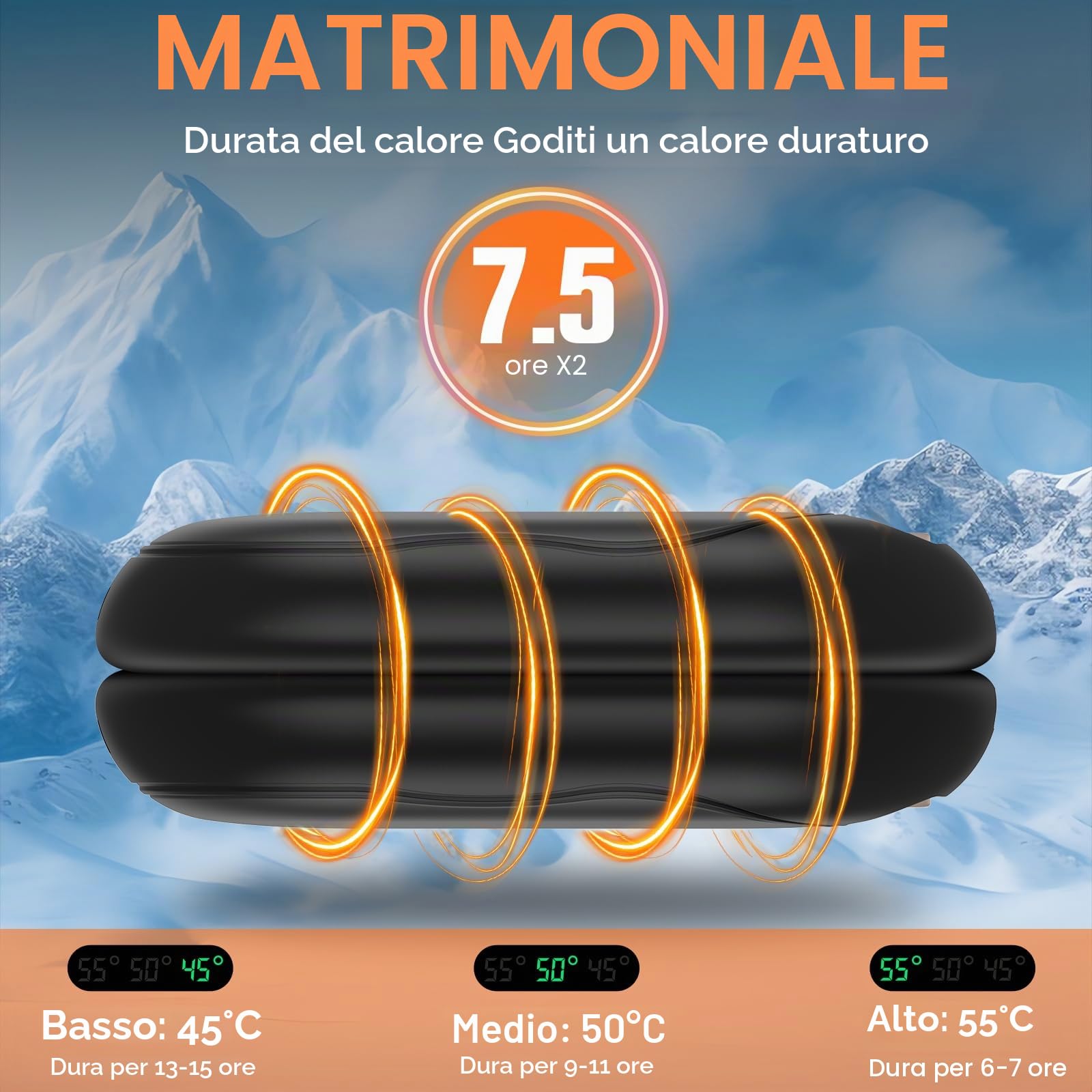 Scaldamani Ricaricabile 5000mAh Scaldamani Elettrico Magnetico Divis Riutilizzabile Scalda Mani Elettrici 3 Livelli di Riscaldamento Fino a 55℃ per Sport all'Aria Aperta e Regalo Invernale (Nero)