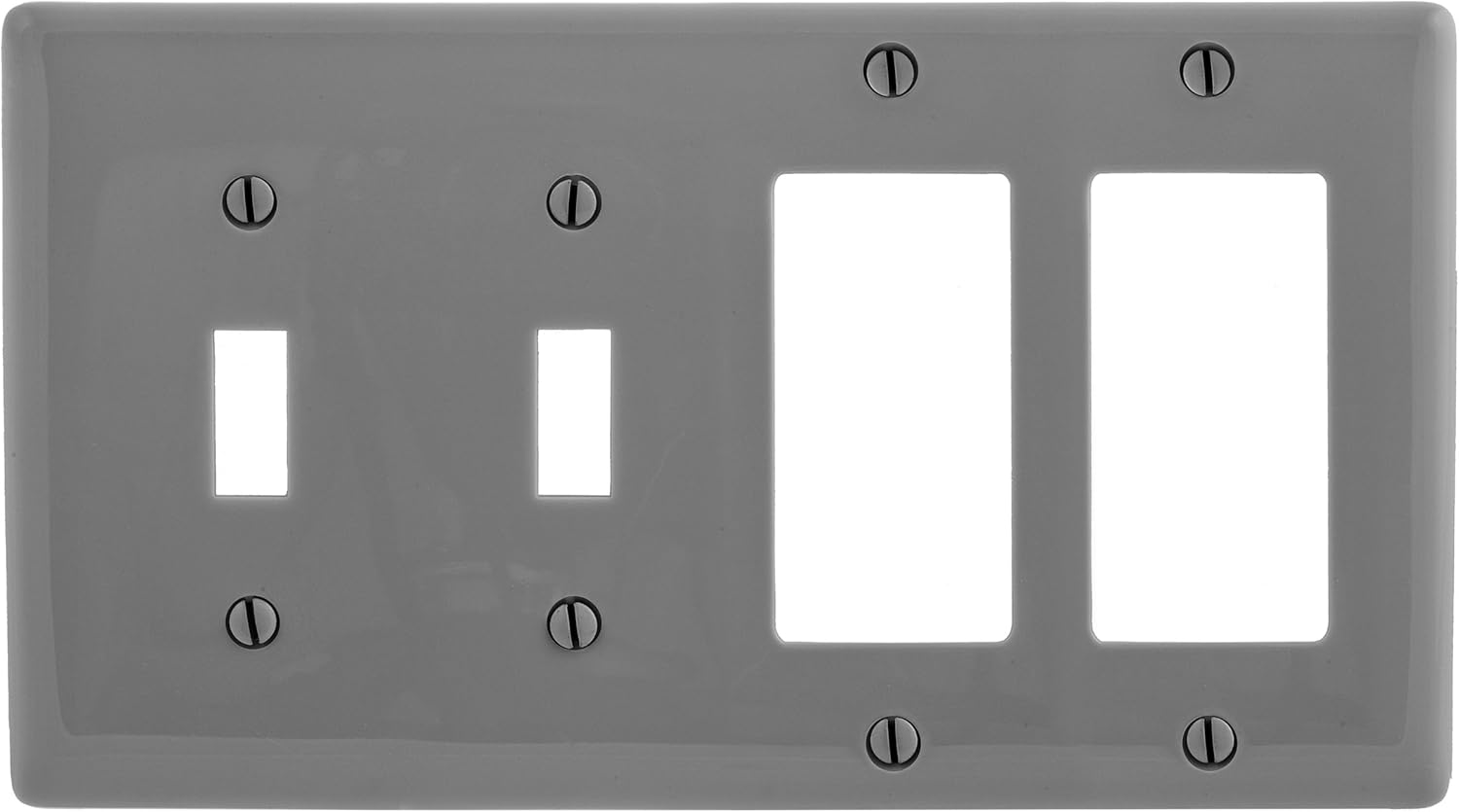 Bryant Electric NP2262W Wallplate, Nylon, Standard Size, 4-Gang, 2 Toggle, 2 Decorator/GFCI, White