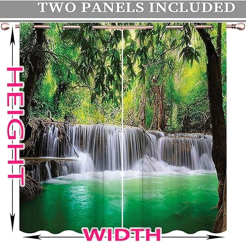 Miniatura 8 de Cortinas de acuarela para sala, cortinas de puerta de hojas de plantas, cortinas para Ventanas de Cuarto 85 pulgadas de ancho por 108 pulgadas de