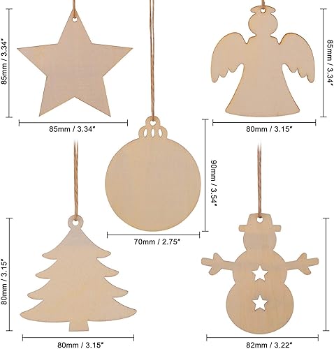 Miniatura 34 de Paquete de 50 rebanadas de madera pintables en blanco para colgar en forma de corazón natural para niños, manualidades, manualidades H-50 corazones