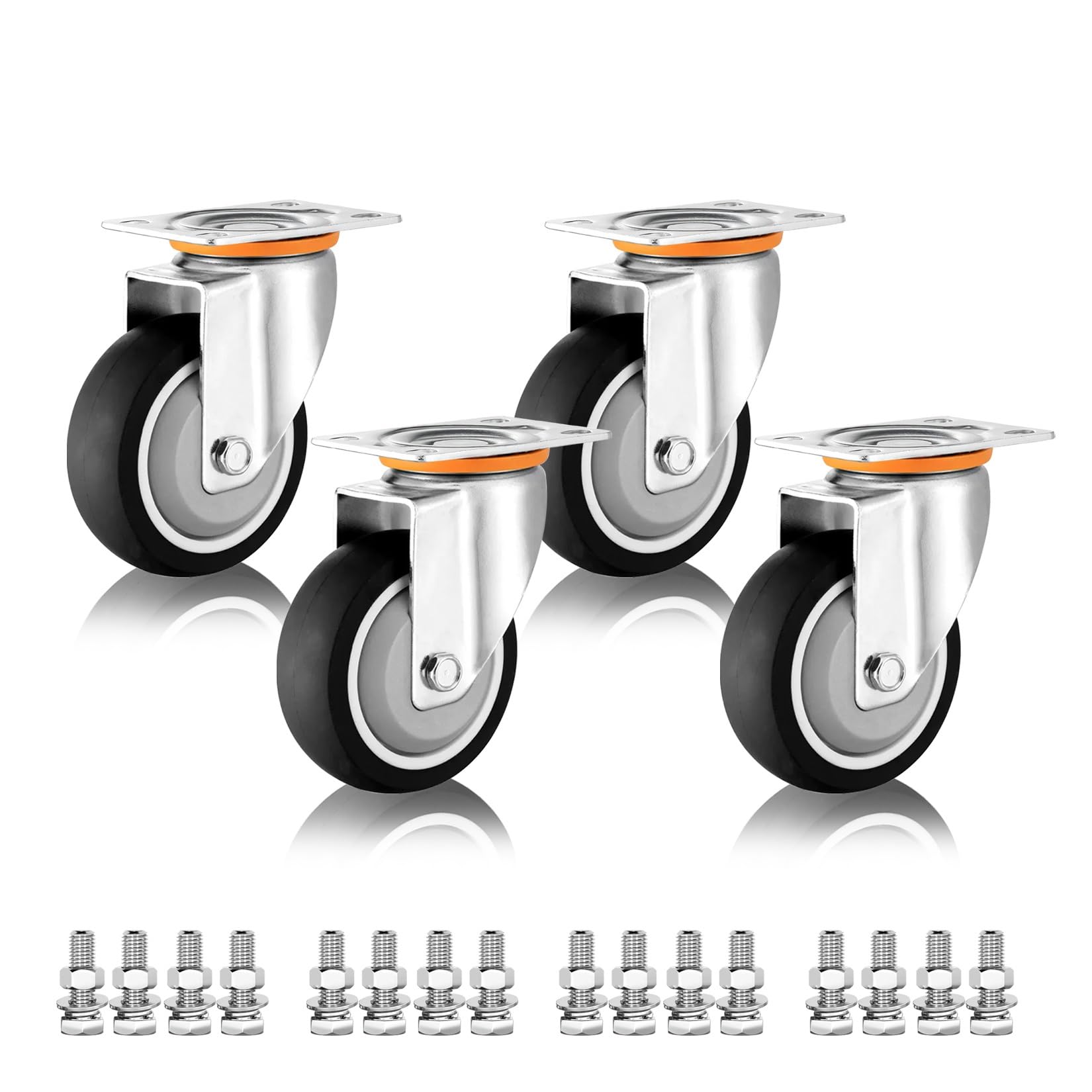 GYRAZXS Heavy Duty 3" 4" 5" Industrial Swivel Casters Silent Thermoplastic Rubber Wheels for Furniture & Replacement Trolley Wheels