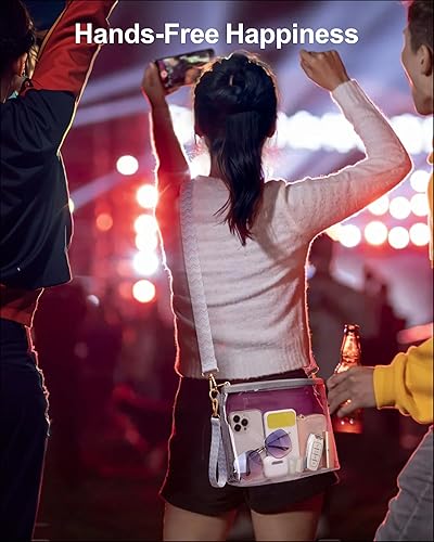 Miniatura 7 de PACKISM Bolsa transparente de moda aprobada para estadios, monederos transparentes para mujer, versátil con correa desmontable para deportes y