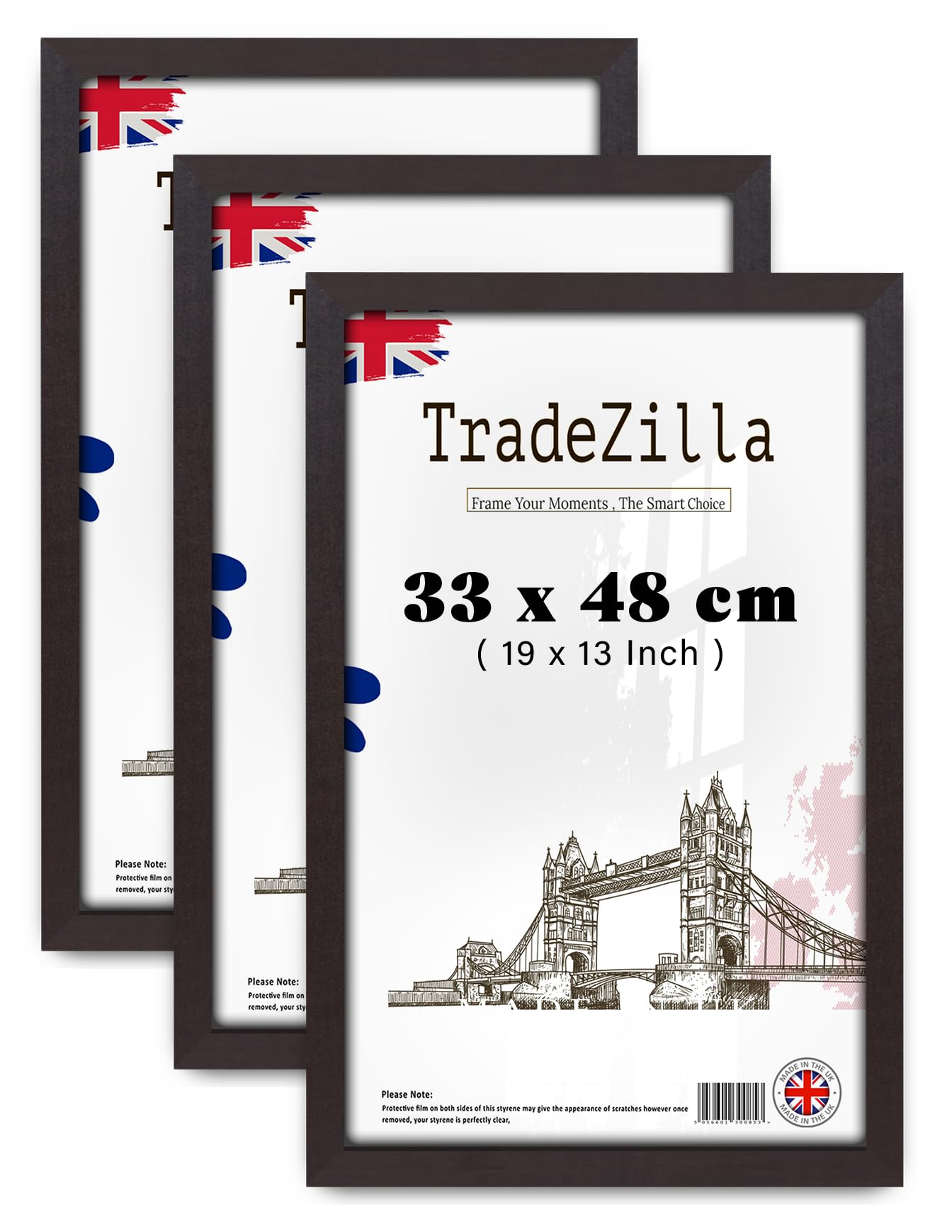 Tradezilla Mahogany Pack Of 3 Eton Wood Poster Frame (33 X 48 Cm) Mdf Wall Gallery Picture Frame For Art, Home & Office, Durable Engineered Wood, Sleek & Modern Finish [ ]