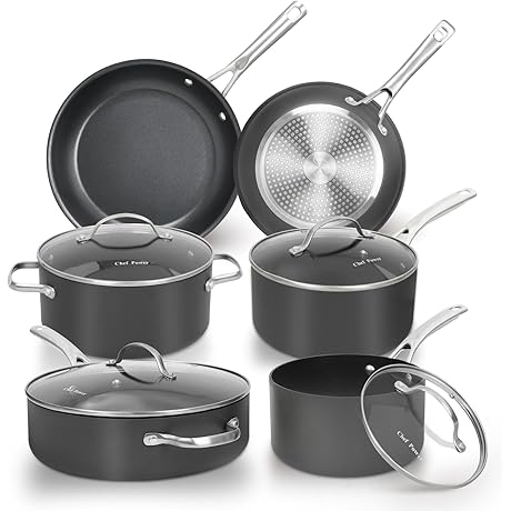 HexClad Cookware Sets 10 Piece Pots and Pans Set Non Stick