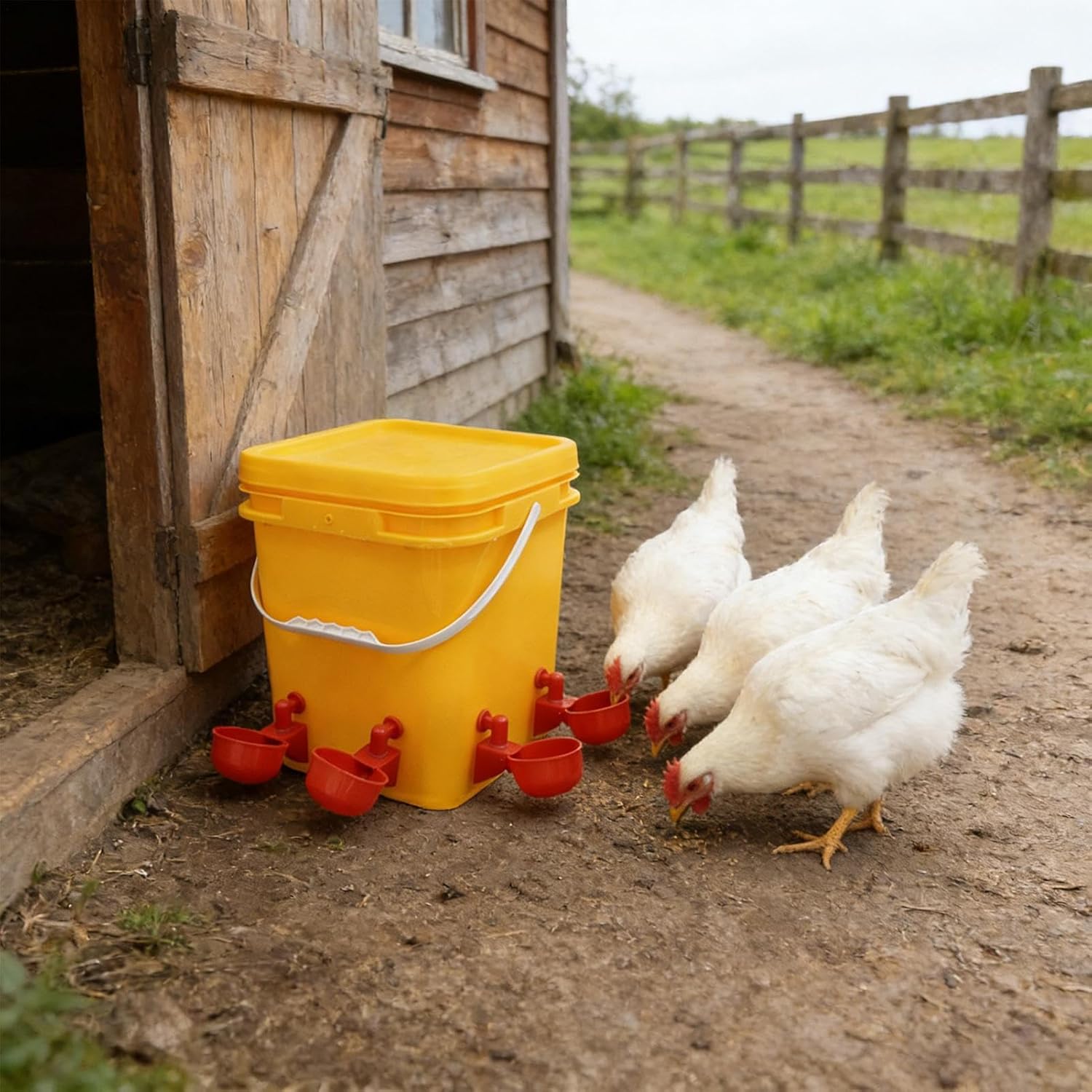 Automatic Poultry Feeder, 29x21x21cm PP Rainproof Waterer, No Waste Drinking Cup, Quail, Chicken, Duck, Goose, Pigeon, Farm, Backyard Use