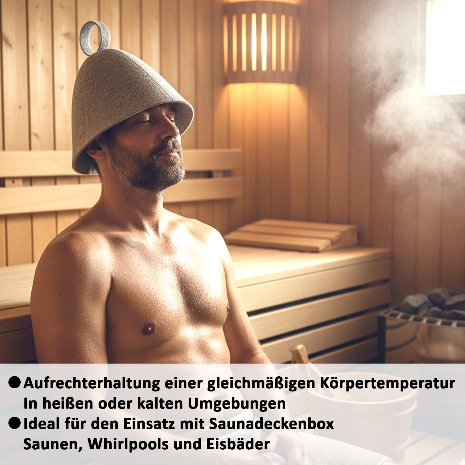 Pack of 3 Sauna Hat Grey, Sauna Accessories for Men and Women