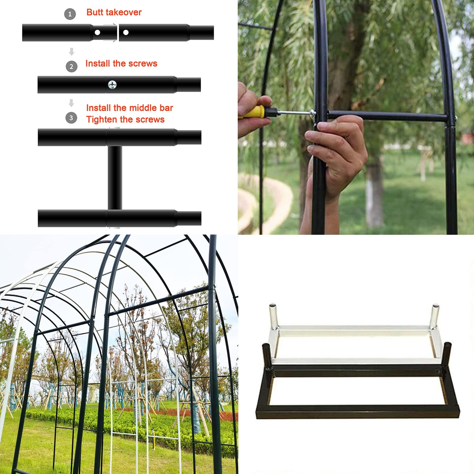 Arco de jardín, arcos de jardín de metal, pérgola de patio al aire libre, fiesta de césped, boda, arco, para varias plantas trepadoras, flores y globos, disponible en una variedad de tamaños (verde