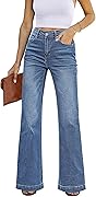 GRAPENT Womens Flare Jeans High Waisted Wide Leg Baggy Jean for Women Stretch Denim Pants