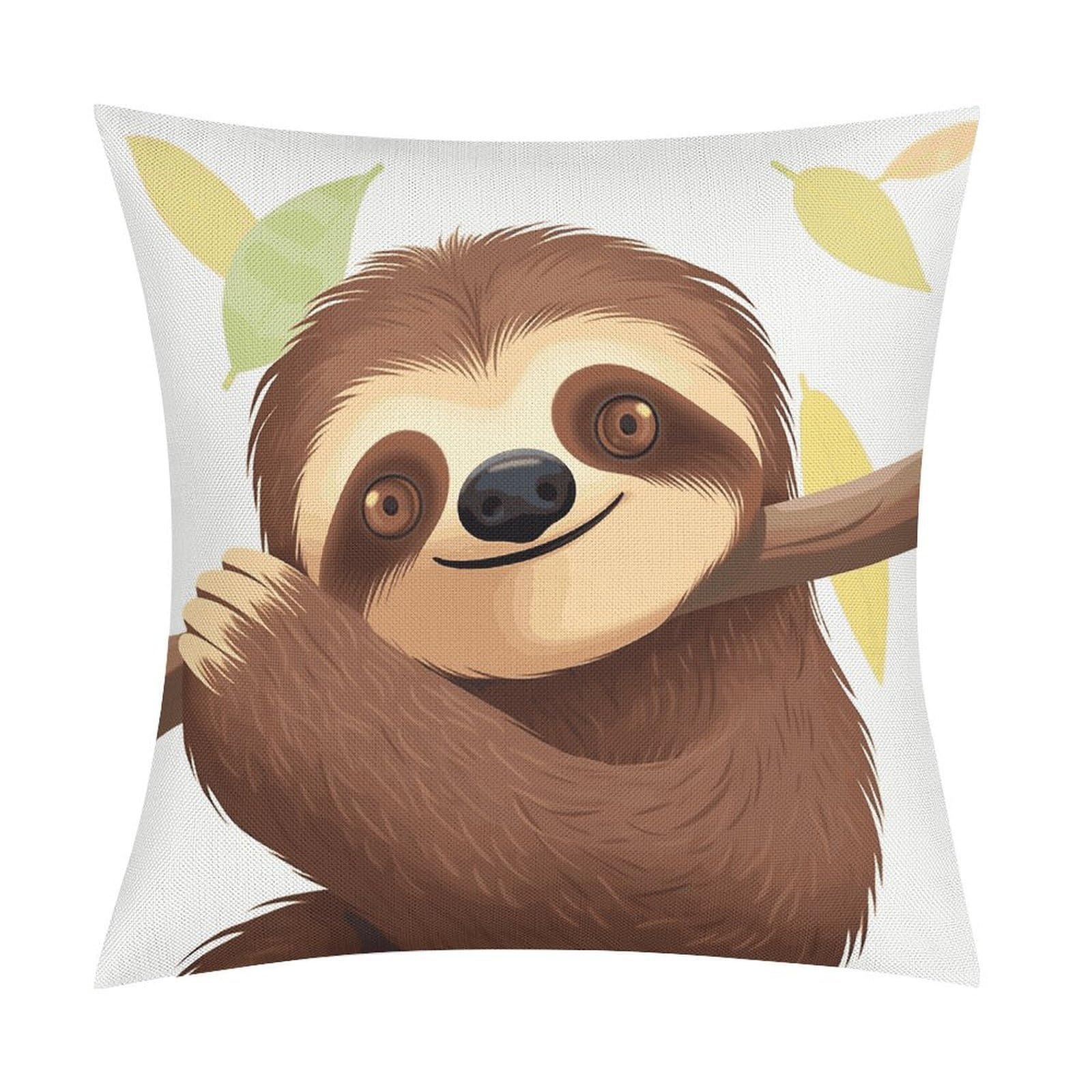 Adfgyerh Style Sloth Pillow Covers Soft And Comfortable Invisible Zipper ，Home Decor 18X18 Inch Edging Technology，Throw Pillow Covers For Couch Sofa Bedroom Living Room.