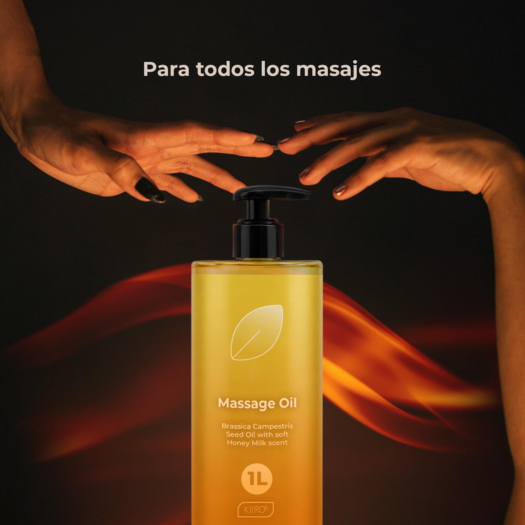 KIIROO Aceite Corporal Nutritivo 1L con Aceite de Brassica y Vitamina E – Sensual Massage Oil de Textura Ligera y Absorción Rápida – Body Oil para Cuidado de la Piel y Masaje Diario