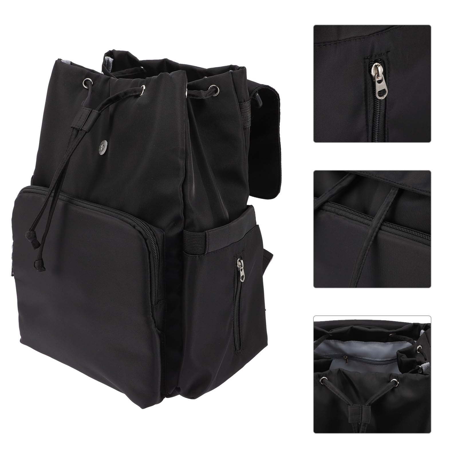 SHINEOFI Zaino Fasciatoio per Ragazzo Ragazza Chiusura a Coulisse Oxford Nero, Grande Capacità, Design Professionale, per Viaggi