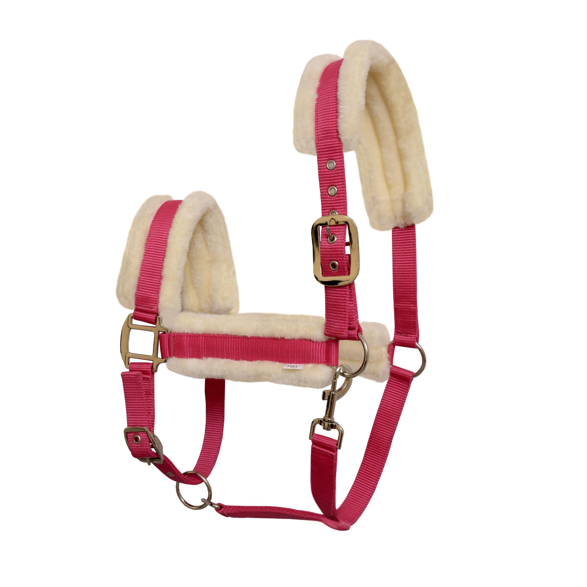 THKtack Fleece Padded Horse Headcollar Full Size Multiple Colours | Adjustable Soft Fauxfur Headcollar | Comfortable Horse Halter With Strong Hardware | Headcollar For Horses & Ponies (PINK)