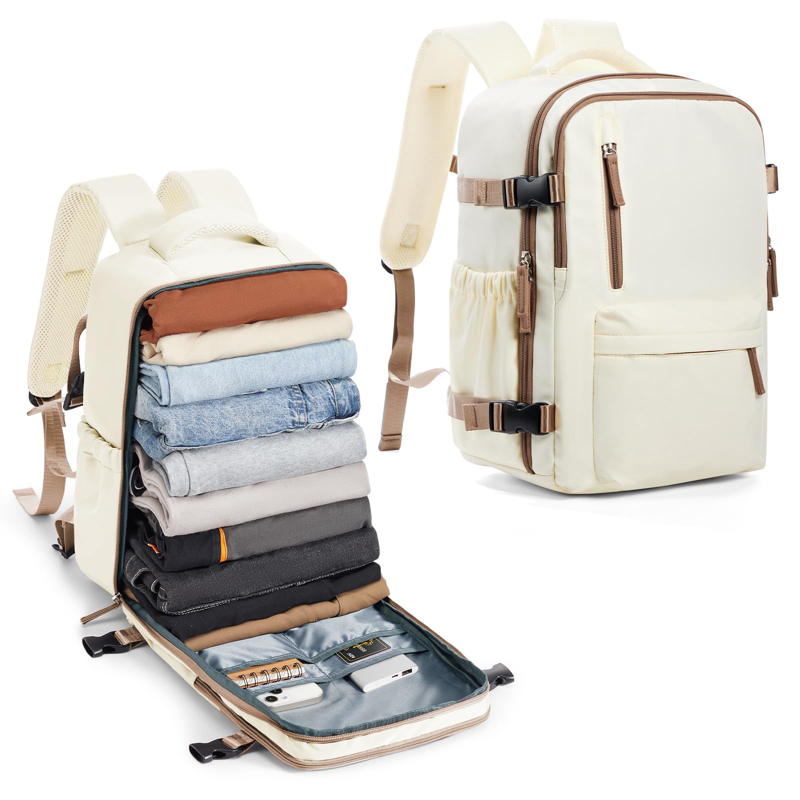 BJLFS Borse da Cabina per Ryanair 40×30×20 Zaino da Viaggio con Sottovuoto Bagaglio a Mano 40x20x25 Easyjet 45×36×20,Zaino Wizzair 40x30x20,Zaino Casual per laptop da 14 pollici per scuola