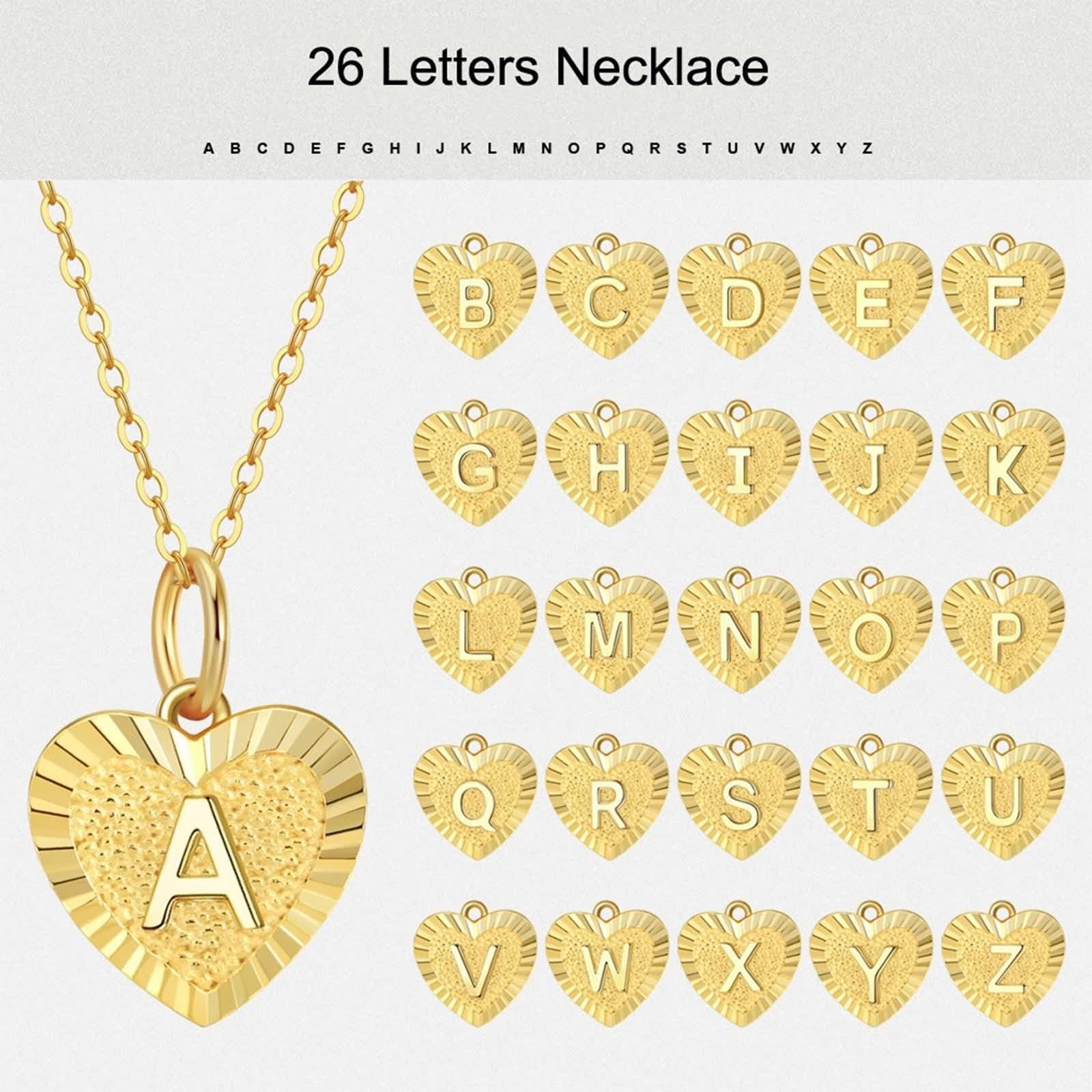 Collar con colgante de corazón, collar de plata de ley 925, elegante con 26 letras A-Z, collares con colgante de oro para mujer
