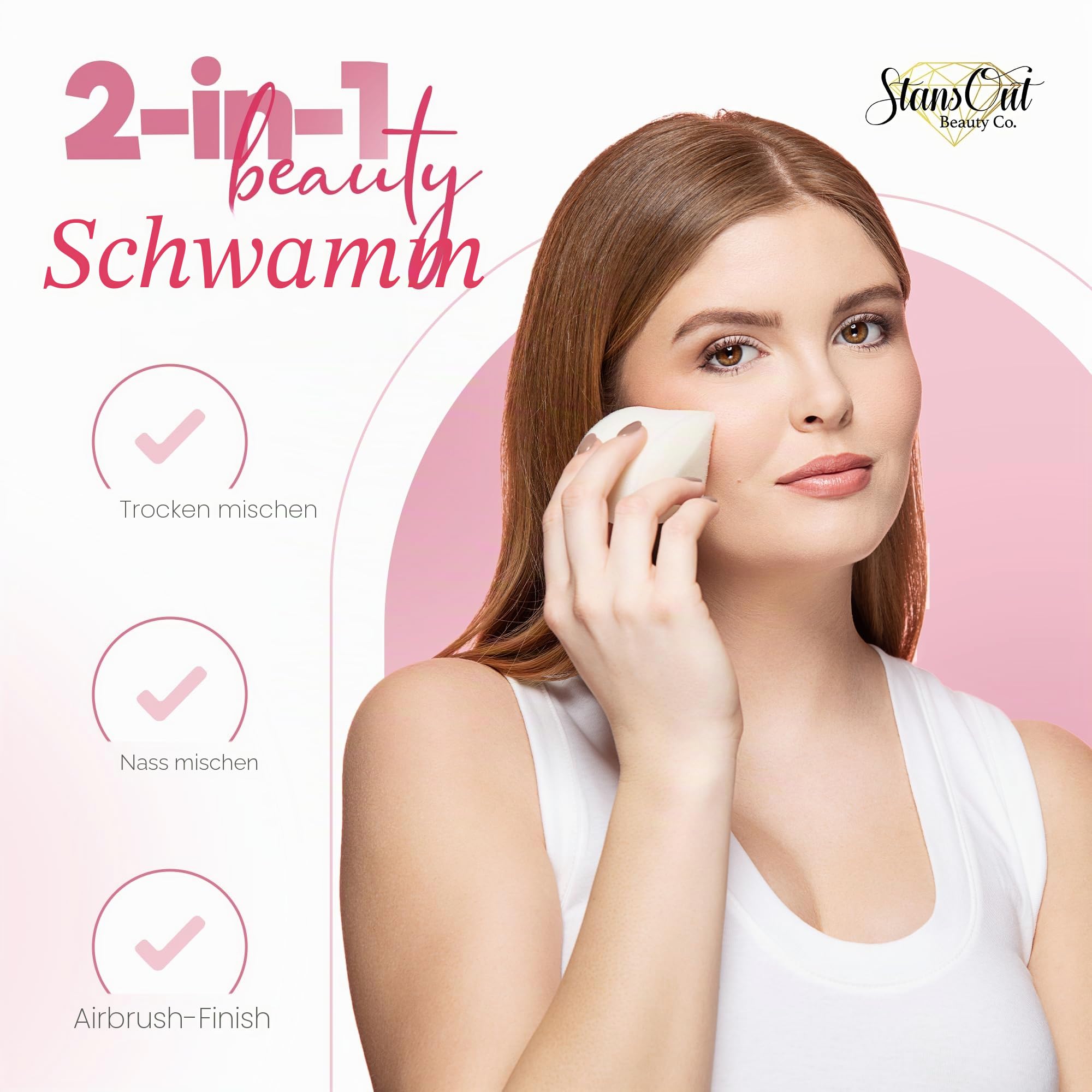 StansOut Make-up Blending Sponge Memory Foam Blender für Flüssigkeit, Creme & Puder Foundations, kein Wasser erforderlich, Airbrush-Finish, makellose Anwendung