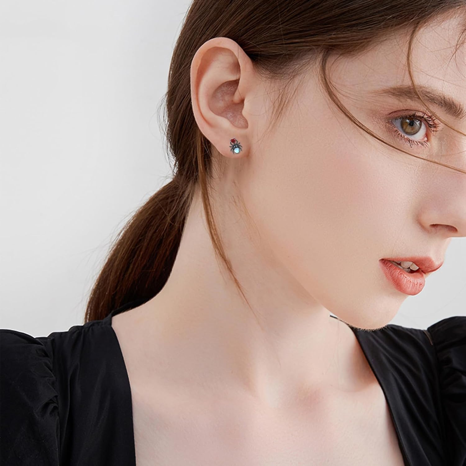 TRISHULA Animal Earrings 925 Sterling Silver Animal Stud Earrings Moonstone Crystal Earrings Jewelry for Women Birthday Christmas Gifts