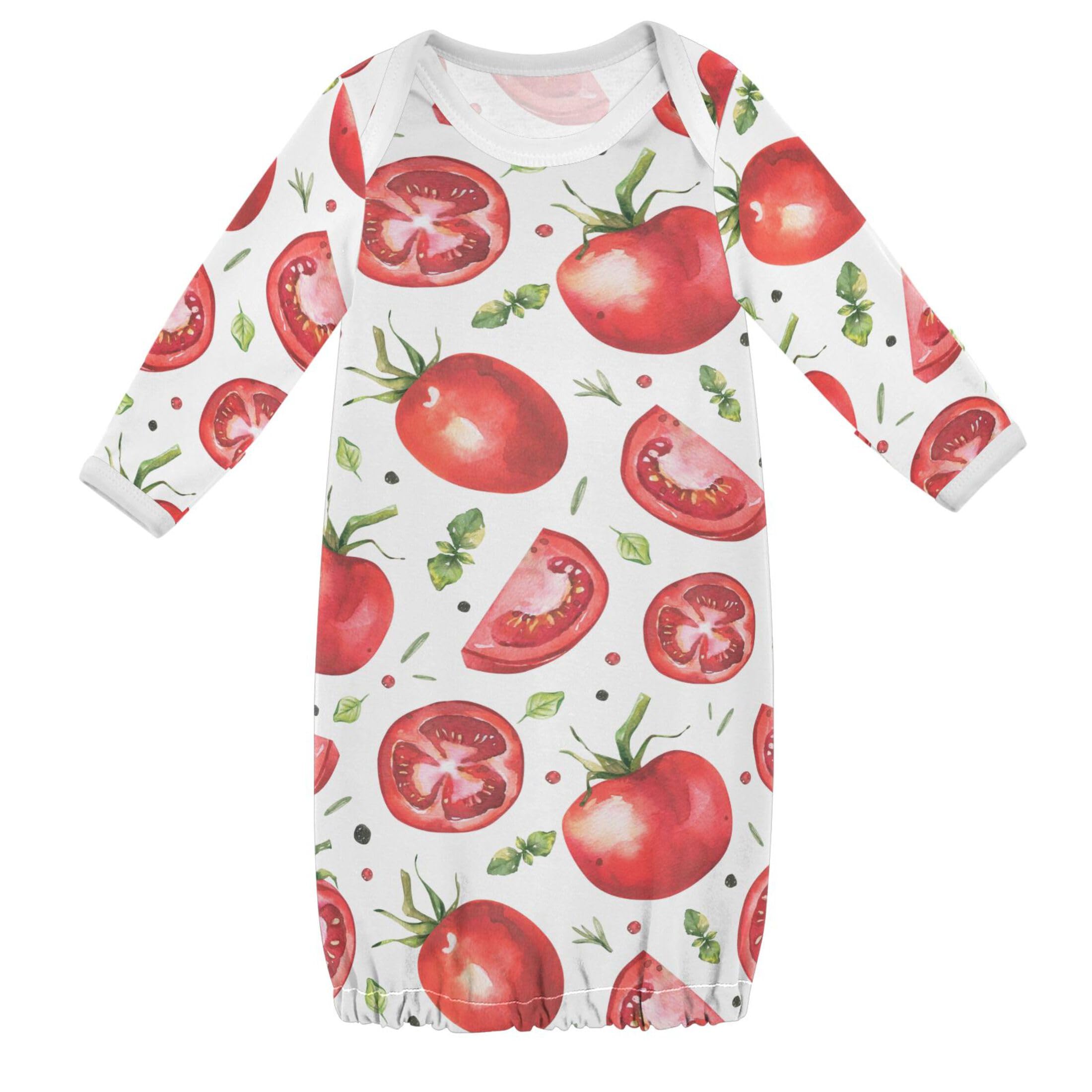 Vozoza Vegetables Food Tomato Baby Boy Girl Sleepsuit Cotton Sleeper Gown Newborn Pajamas Nightgowns Infant Clothes, 3-6 Months, 1-Pack Multicolor